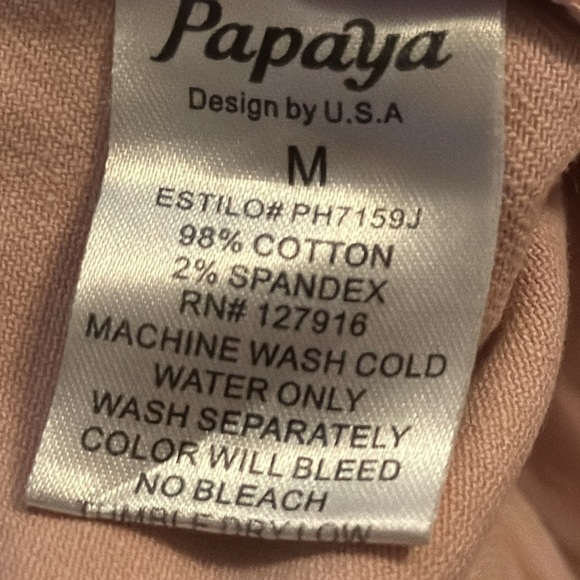 Papaya cropped Pale light pink jean jacket rah hem Sz‎ M cotton spandex - Picture 6 of 6